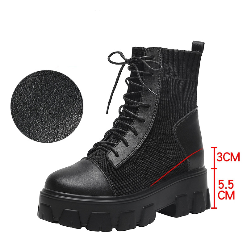 Ženske kožne čizme crne boje sa unutarnjom platformom