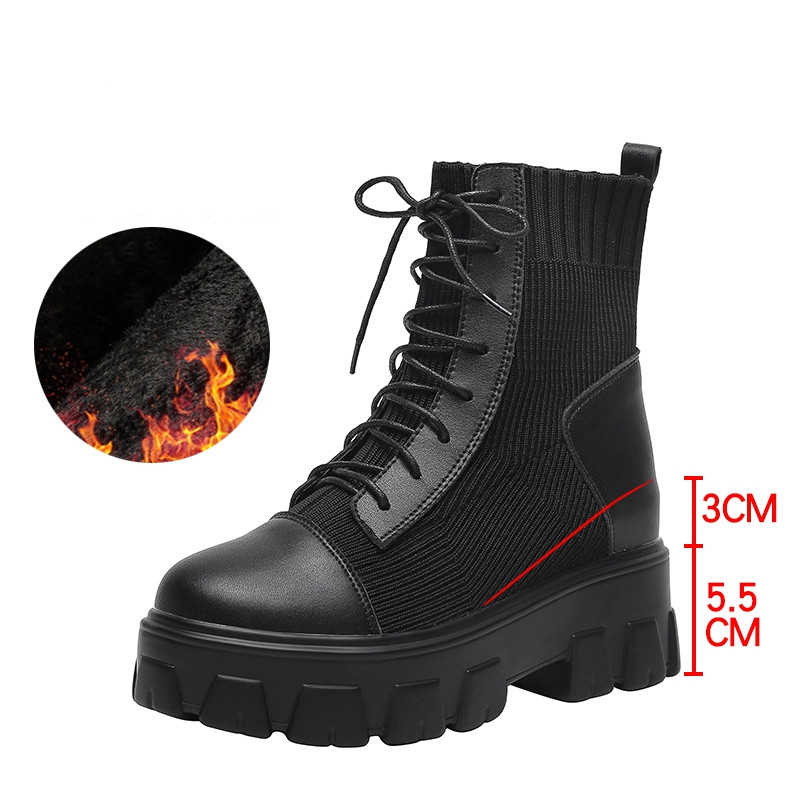 Ženske kožne čizme crne boje sa unutarnjom platformom