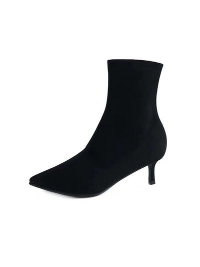 Jauns sieviešu samta zābaku modelis ar plānu papēdi