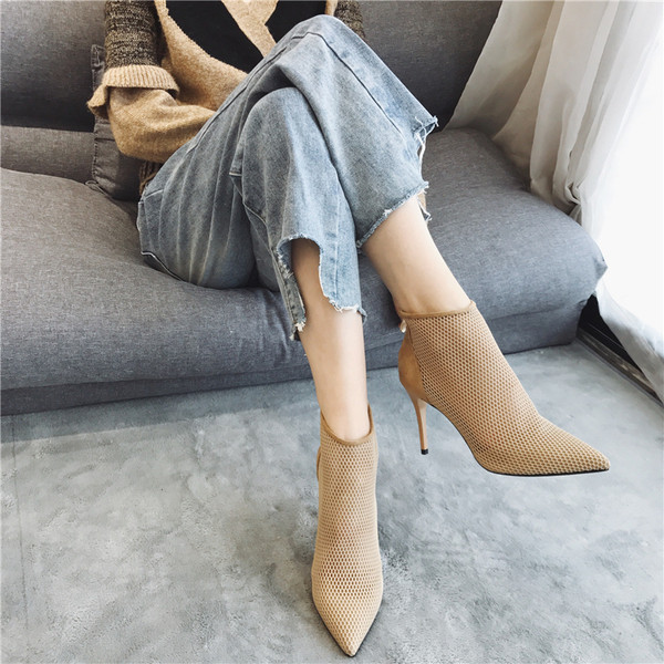 Terava mudeliga naiste võrksaapad 8,5 cm õhukese kontsaga