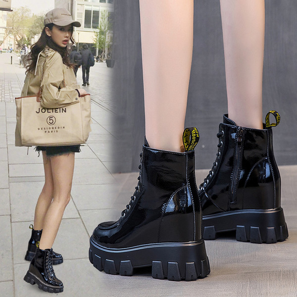 Mūsdienīgi sieviešu zābaki ar iekšējo platformu melnā krāsā - divi modeļi