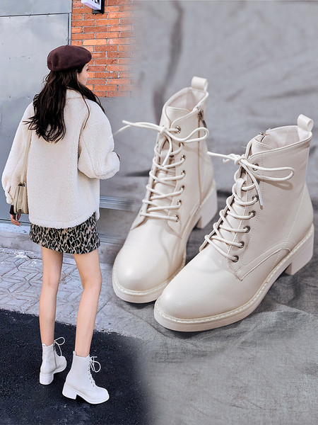 Sieviešu ziemas zābaki no eko ādas ar šņorēm ar siltu oderi