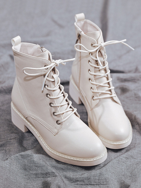 Sieviešu ziemas zābaki no eko ādas ar šņorēm ar siltu oderi