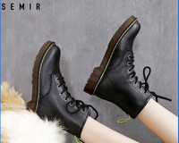 Naiste vabaaja nahast saapad paelte ja lameda tallaga – sooja voodriga või ilma