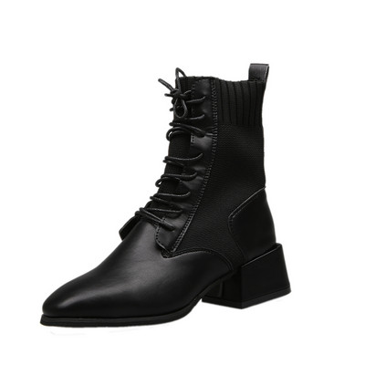 Ikdienas sieviešu zābaki ar mākslīgās ādas šņorēm - divi modeļi