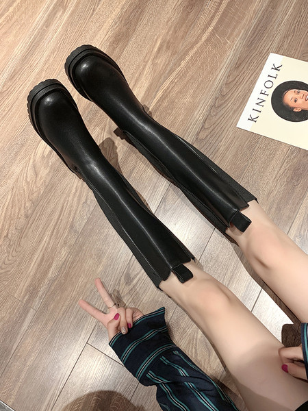 Nahast naiste talvesaapad või kõrge tallaga saapad