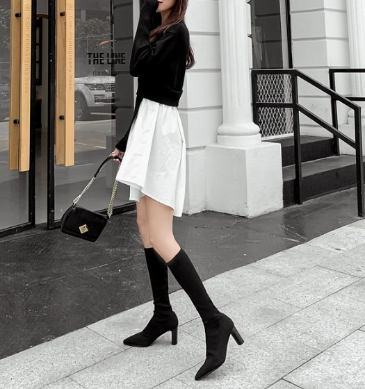 Stilīgs sieviešu zābaku smails modelis ar 8 cm papēdi - divi modeļi