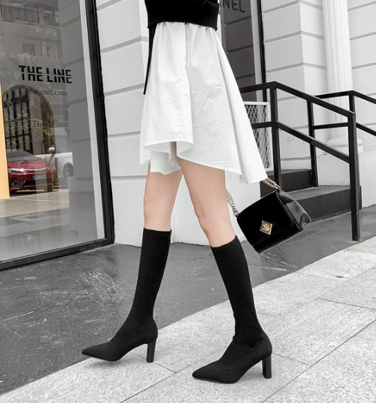 Stilīgs sieviešu zābaku smails modelis ar 8 cm papēdi - divi modeļi