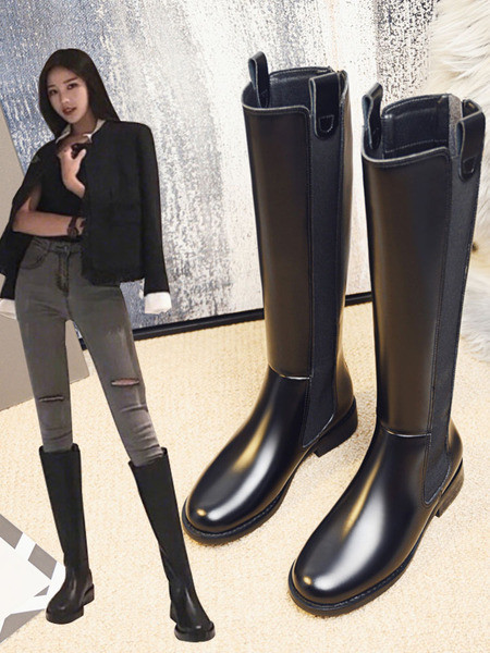 Praegused naiste mustad ökonahast saapad voodriga või ilma