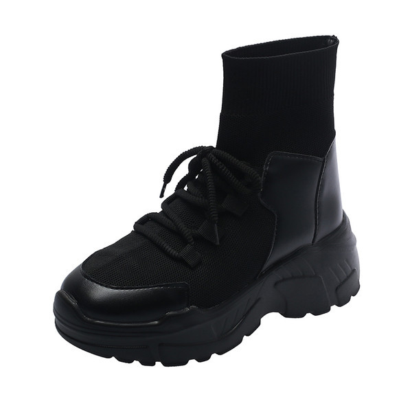 Új modell női sportcipő durva talppal, fekete színben