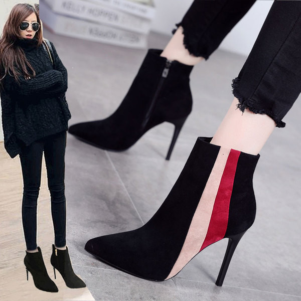 Stilīgi melni sieviešu zābaki ar plāniem papēžiem - vairāki modeļi