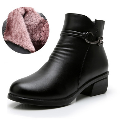 Női alkalmi csizma fém elemmel és cipzárral - meleg béléssel vagy anélkül