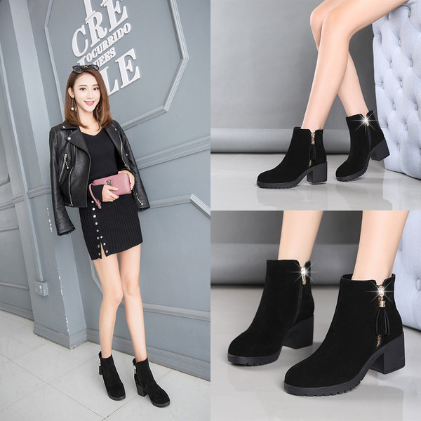 Naiste saapad paksusega 5 cm kontsaga - öko seemisnahk