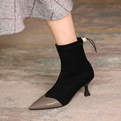 Öko-seemisnahast vabaaja õhukese kontsaga naiste saapad