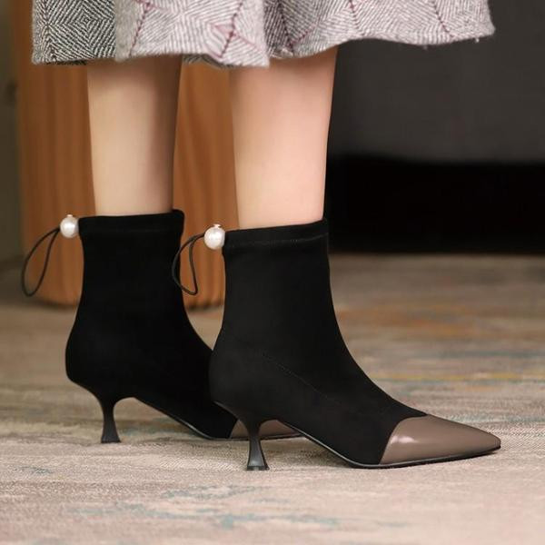 Öko-seemisnahast vabaaja õhukese kontsaga naiste saapad