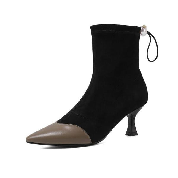 Öko-seemisnahast vabaaja õhukese kontsaga naiste saapad