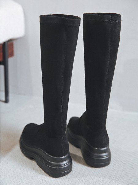 Modern női velúr csizma magas talppal