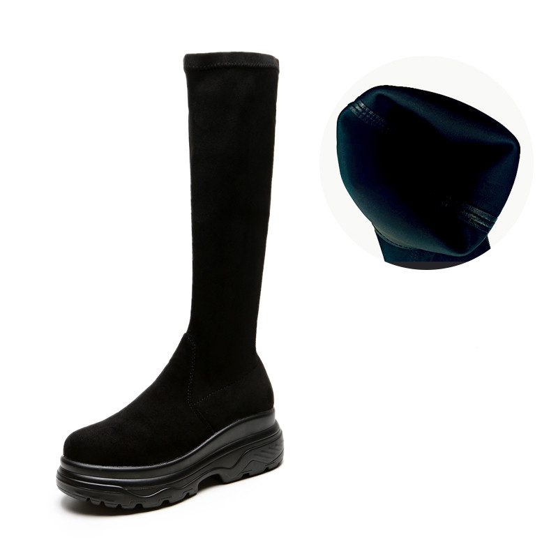 Modern női velúr csizma magas talppal