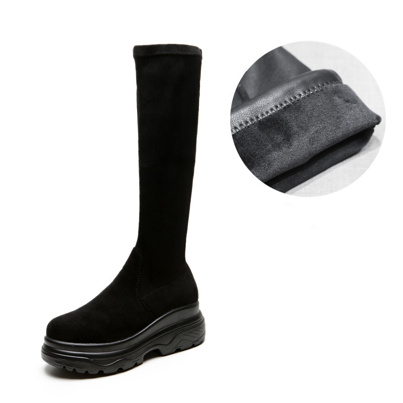 Modern női velúr csizma magas talppal