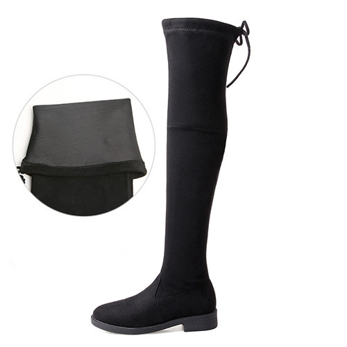 Öko-seemisnahast sokitüüpi naiste pikad saapad 3 või 7,5 cm kontsaga