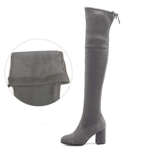 Öko-seemisnahast sokitüüpi naiste pikad saapad 3 või 7,5 cm kontsaga