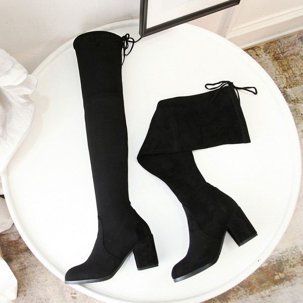 Öko-seemisnahast sokitüüpi naiste pikad saapad 3 või 7,5 cm kontsaga