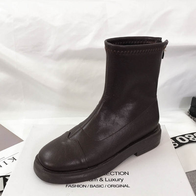 Öko-nahast ja lameda tallaga naiste saapad - voodriga või ilma