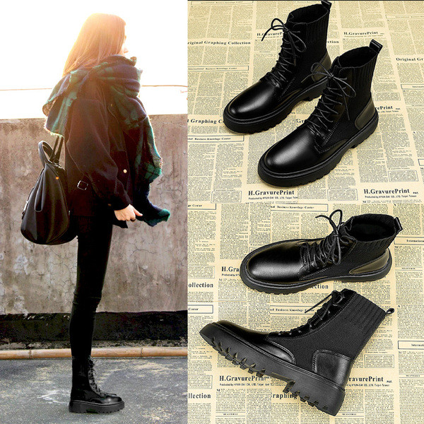 Novi model ženskih čizama sa pertlom i ravnim đonom u crnoj boji