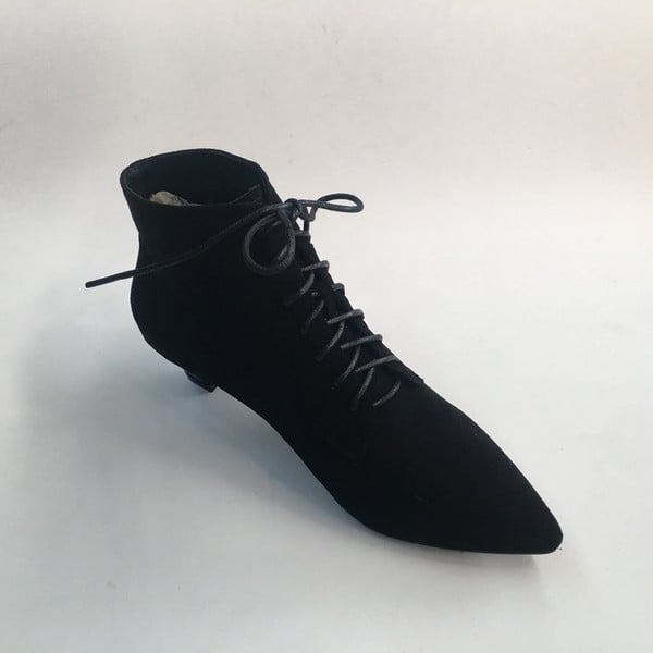 Alkalmi női csizma fűzővel - öko velúr