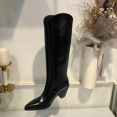 Naiste nahast saapad 6 cm kontsaga - retro stiilis