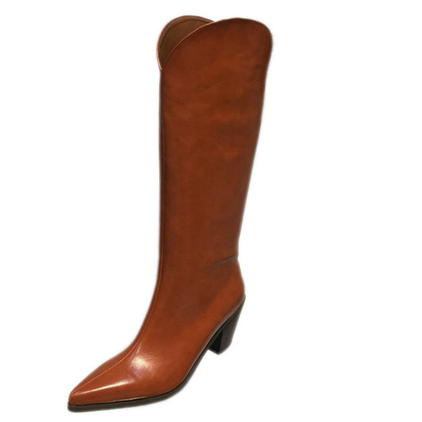 Naiste nahast saapad 6 cm kontsaga - retro stiilis