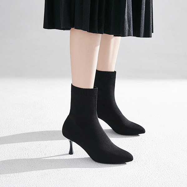 Praegused naiste tekstiilist saapad 7 cm õhukese kontsaga