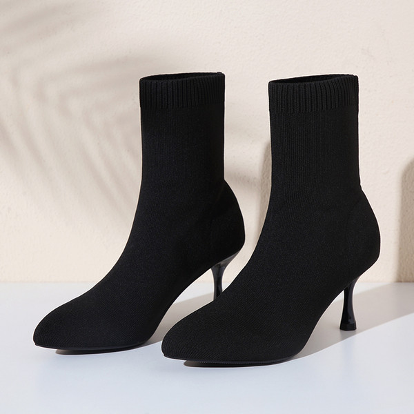 Praegused naiste tekstiilist saapad 7 cm õhukese kontsaga