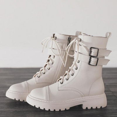 Γυναικείες μπότες με κορδόνια και επίπεδη σόλα - σε διάφορα χρώματα