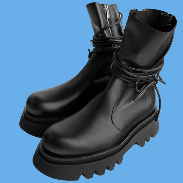 Γυναικείες μπότες με κορδόνια και επίπεδη σόλα - σε διάφορα χρώματα