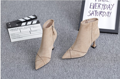 Moodsad naiste öko seemisnahast saapad kontsa ja lukuga