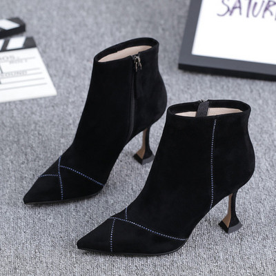 Moodsad naiste öko seemisnahast saapad kontsa ja lukuga