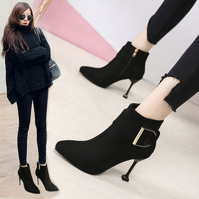 Ženske čizme od eko brušene kože na tanku petu - više modela