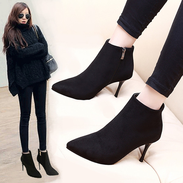 Ženske čizme od eko brušene kože na tanku petu - više modela