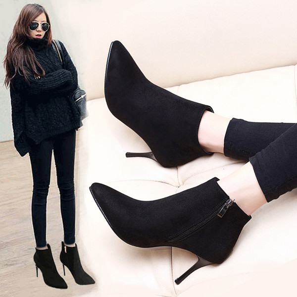 Ženske čizme od eko brušene kože na tanku petu - više modela