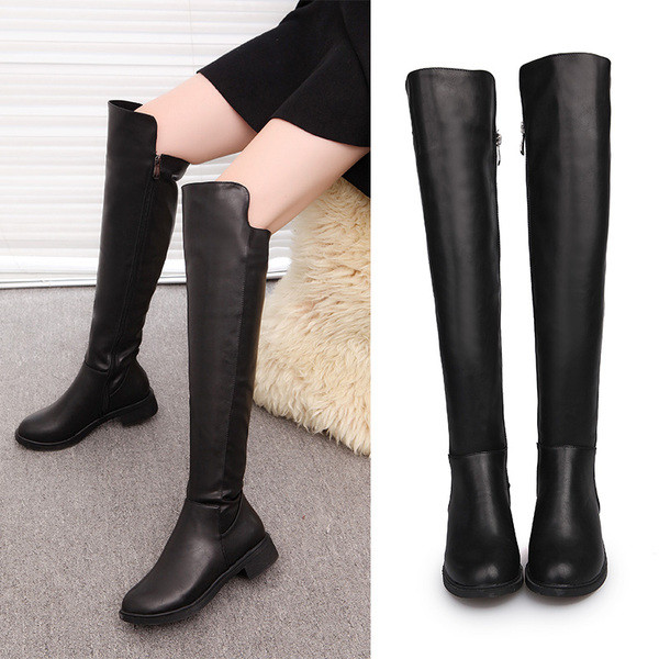 Öko-nahast moodsad naiste saapad üle põlve