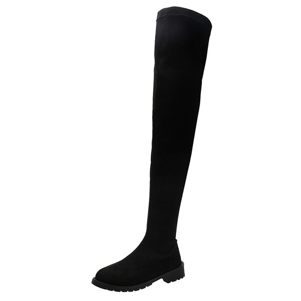 Női alkalmi csizma lapos talppal, fekete színben