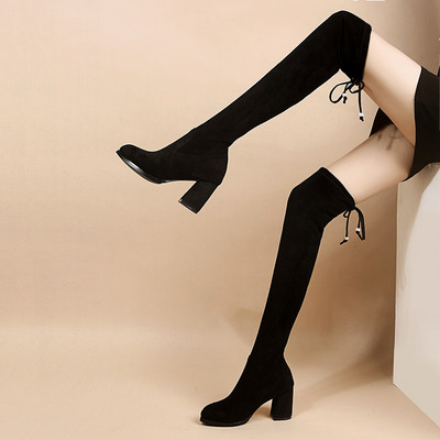 Cizme de dama model nou din soseta si sireturi tip piele intoarsa eco