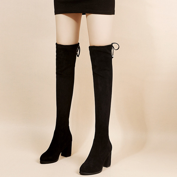 Cizme de dama model nou din soseta si sireturi tip piele intoarsa eco