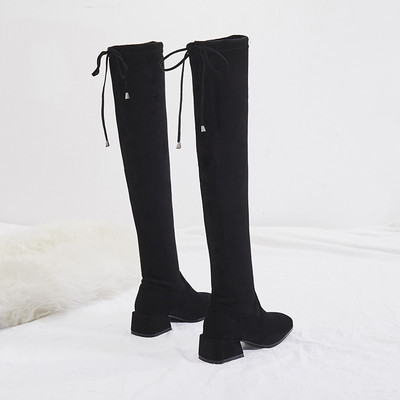 Ökoseemisnahast paeltega naiste saapad - terava otsaga mudel