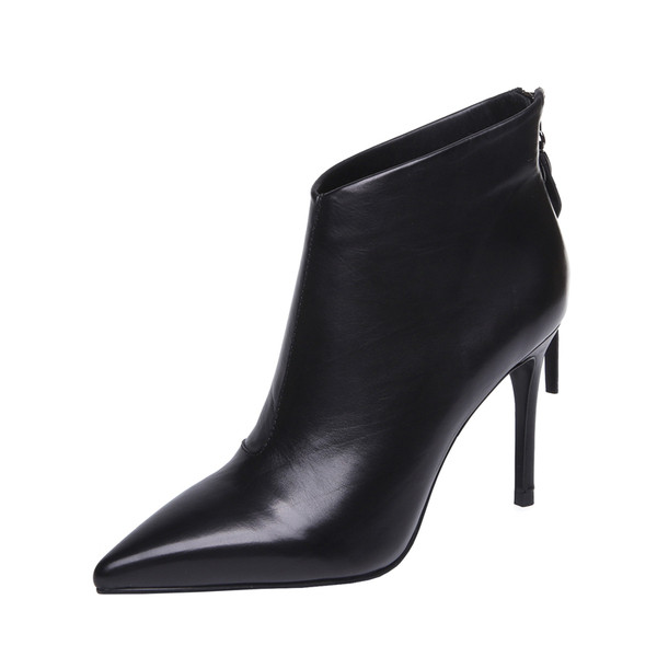 Öko-nahast terava mudeliga naiste saapad 7 cm kontsaga