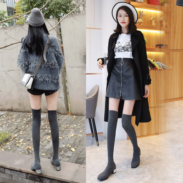 Sieviešu ikdienas zeķu zābaki ar papēdi