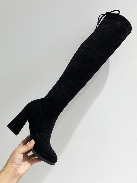 Alkalmi női csizma vastag sarokkal és eco velúr fűzőkkel - többféle modell