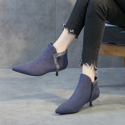 Naiste terava otsaga ökoseemisnahast saapad, 3 cm kontsaga