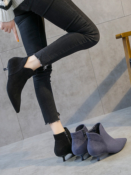 Naiste terava otsaga ökoseemisnahast saapad, 3 cm kontsaga